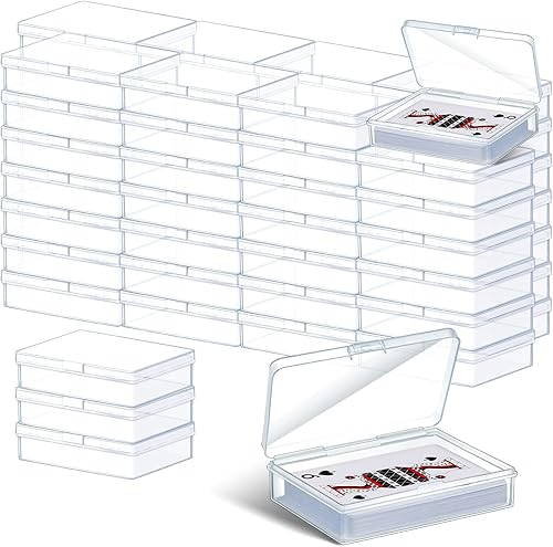 Vicenpal Caja de cartas de juego de 60 piezas, funda transparente para tarjetas, organizador de almacenamiento de tarjetas, estuche de plástico para