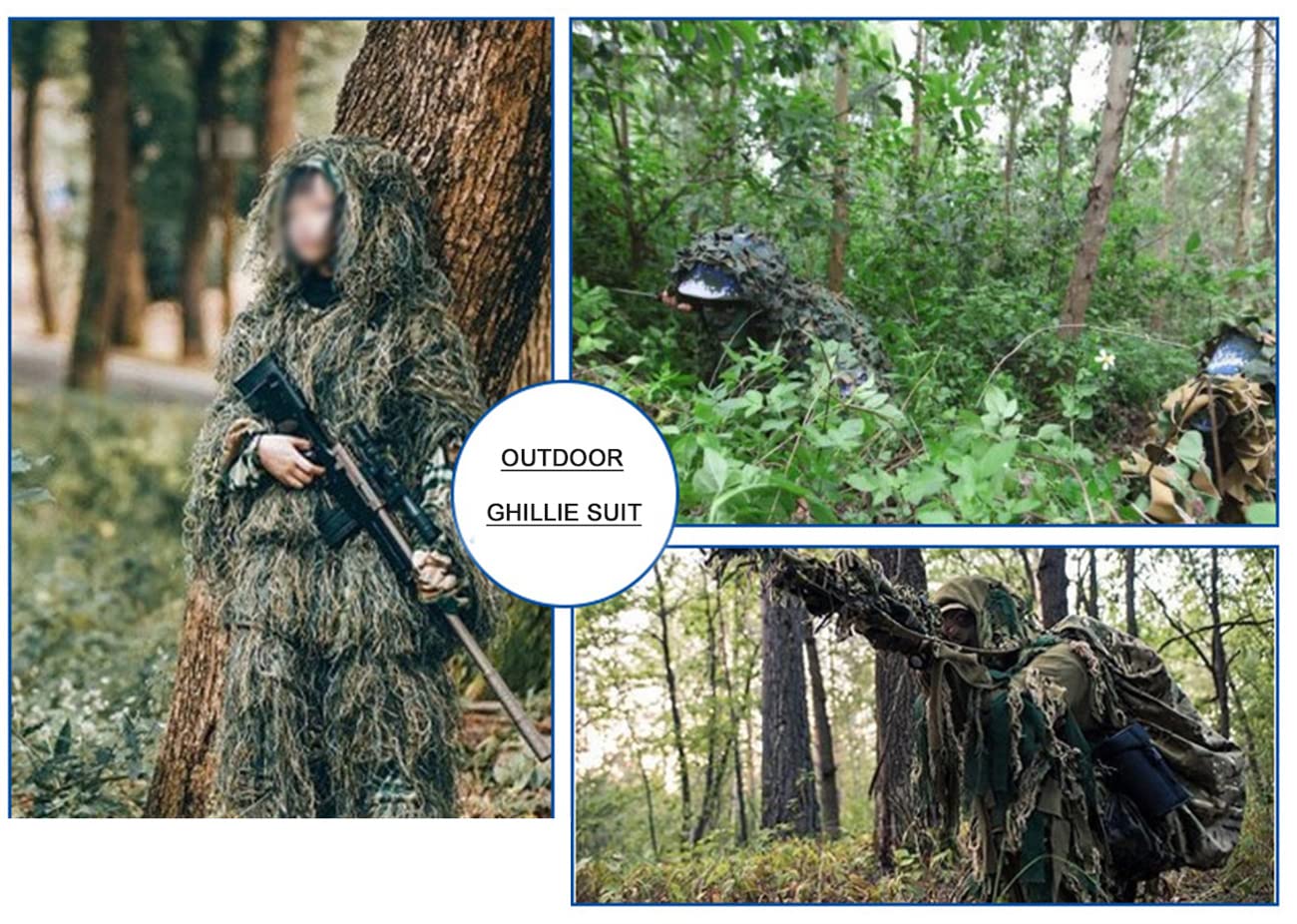 6-in-1 Ghillie-Anzug Mit 3D-Tarnung – Inkl. Handschuhe, Jacke, Hose, Kapuze, Gewehrschlinge & Rucksack Für Jäger