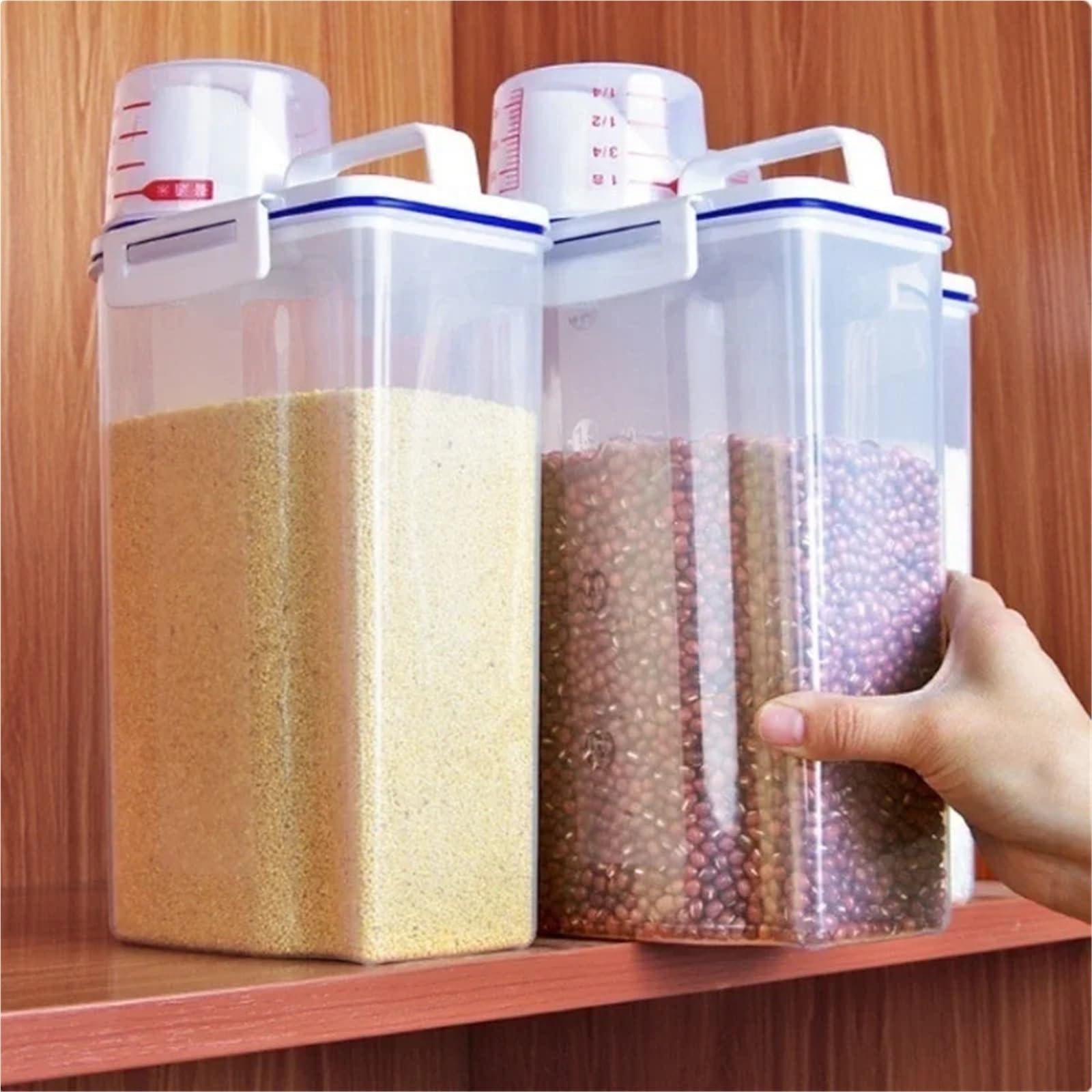 2 pezzi barattolo sigillato portatile di cereali vari scatola portaoggetti da cucina trasparente cibo secchiello for riso snack conservazione del tè Per Biscotti
