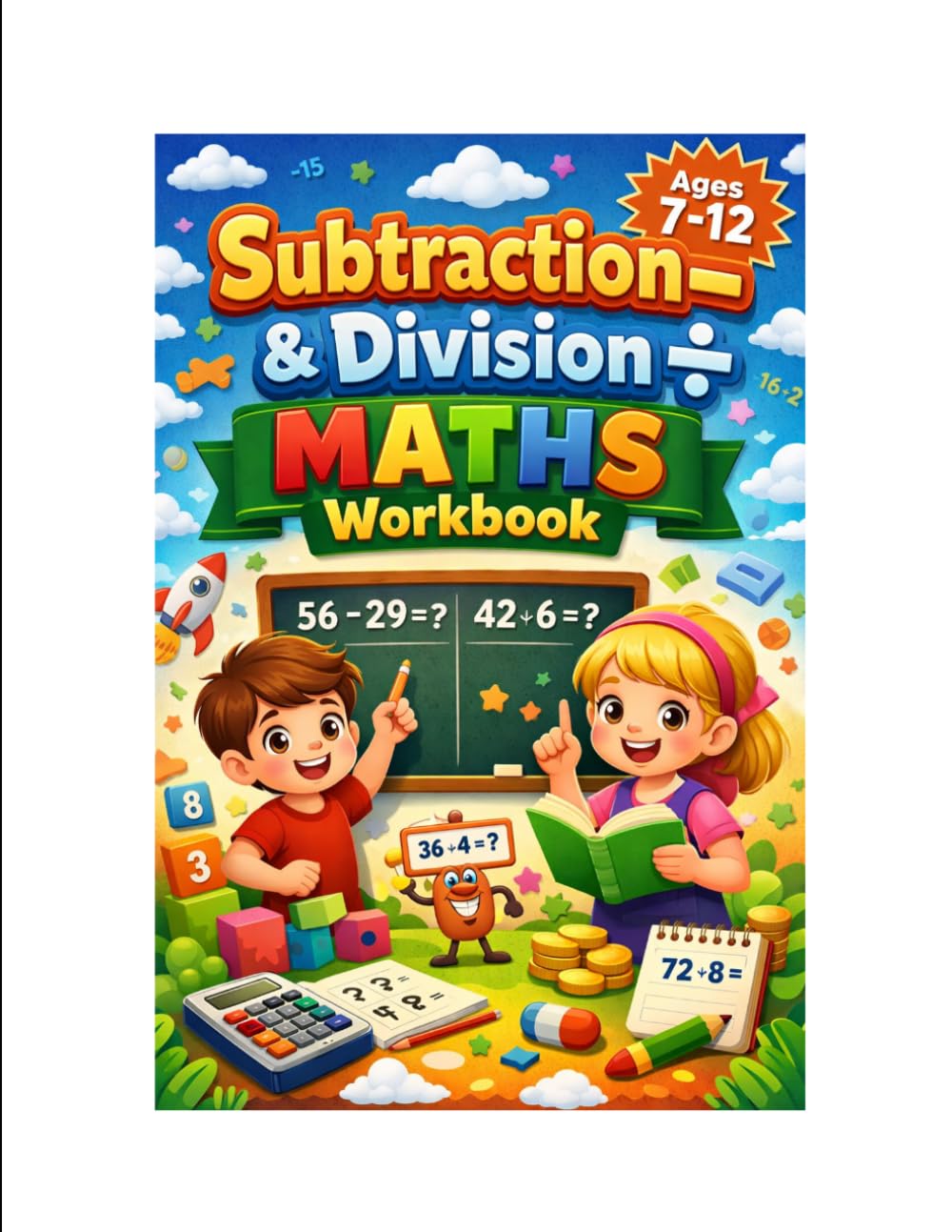 Maths workbook for kids 7-12 ages: Subtraction and Division Workbook for Kids Ages 7-12| Beginner Math Practice for Kindergarten, Homeschool, and Early Learners