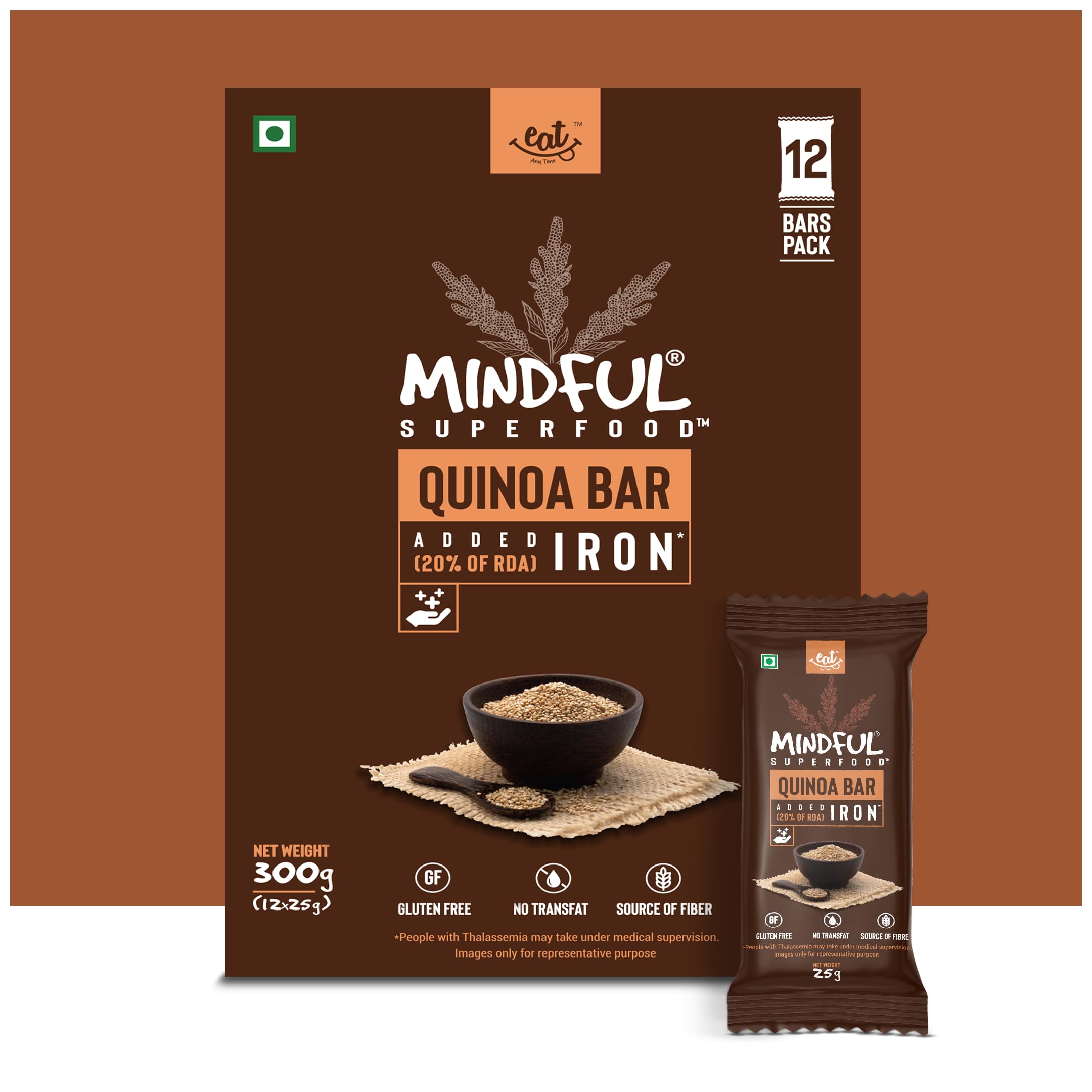 Quinoa Millet Bar Gluten Free Healthy Energy Snack Bars (12 Bars X 25g) for Snacks,Diet, Suger Free Breakfast | 100% Natural Ingredients | No added sugar | Vegan | Gluten free |