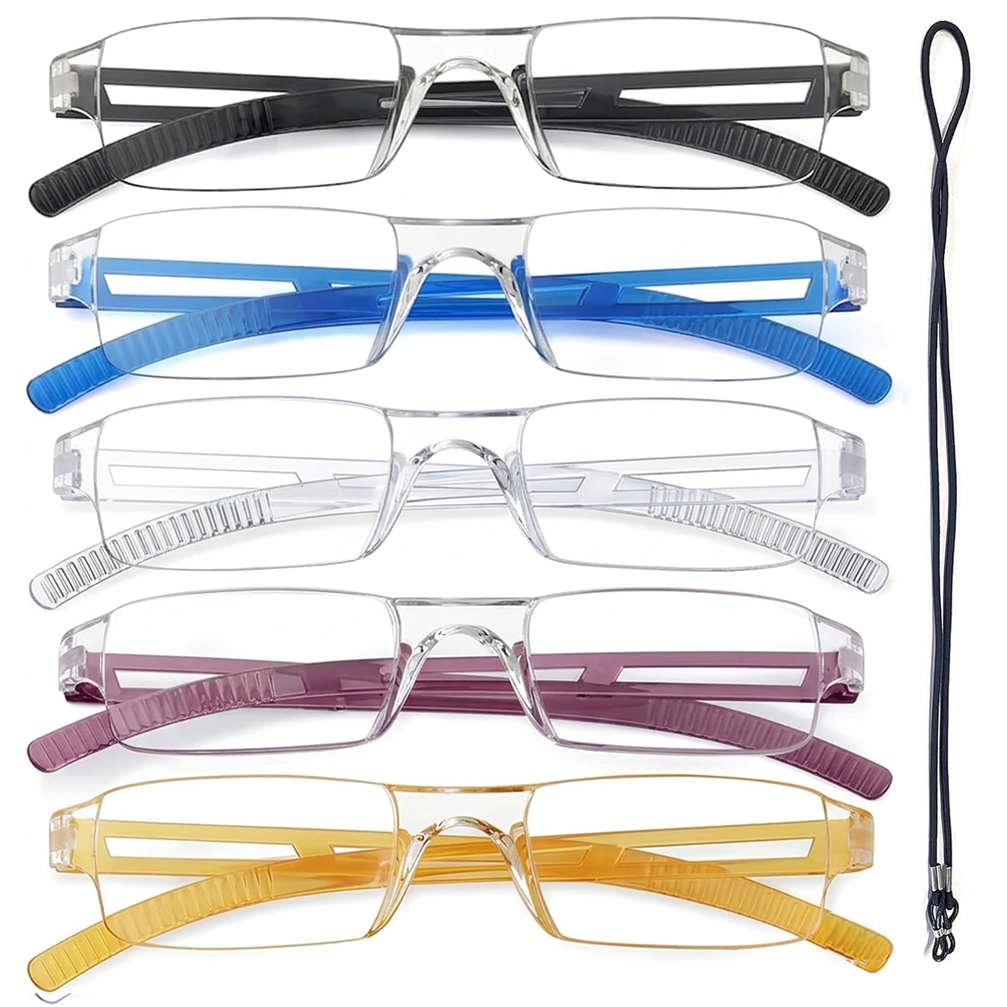 5 Pack Rimless Reading Glasses Women Men Blue Light Blocking Computer Readers Lightweight…
