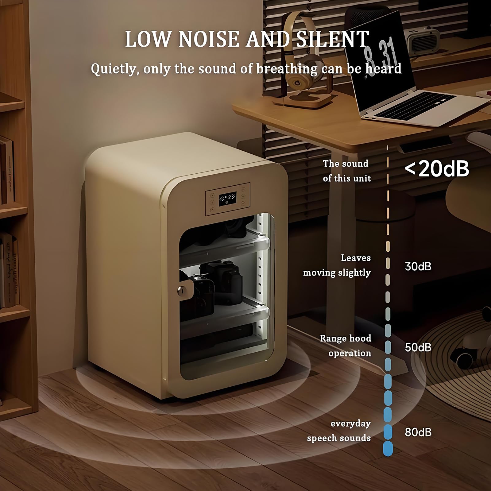 Kamera -linsenentfeuchter, 40l Smart Dry Cabinet Kamera Digital Control Entfeuchtung, Geräuschlose Ständige Feuchtigkeit Trockenbox, Für Malerei, Kalligraphie, Fotografieausrüstung, Archive White
