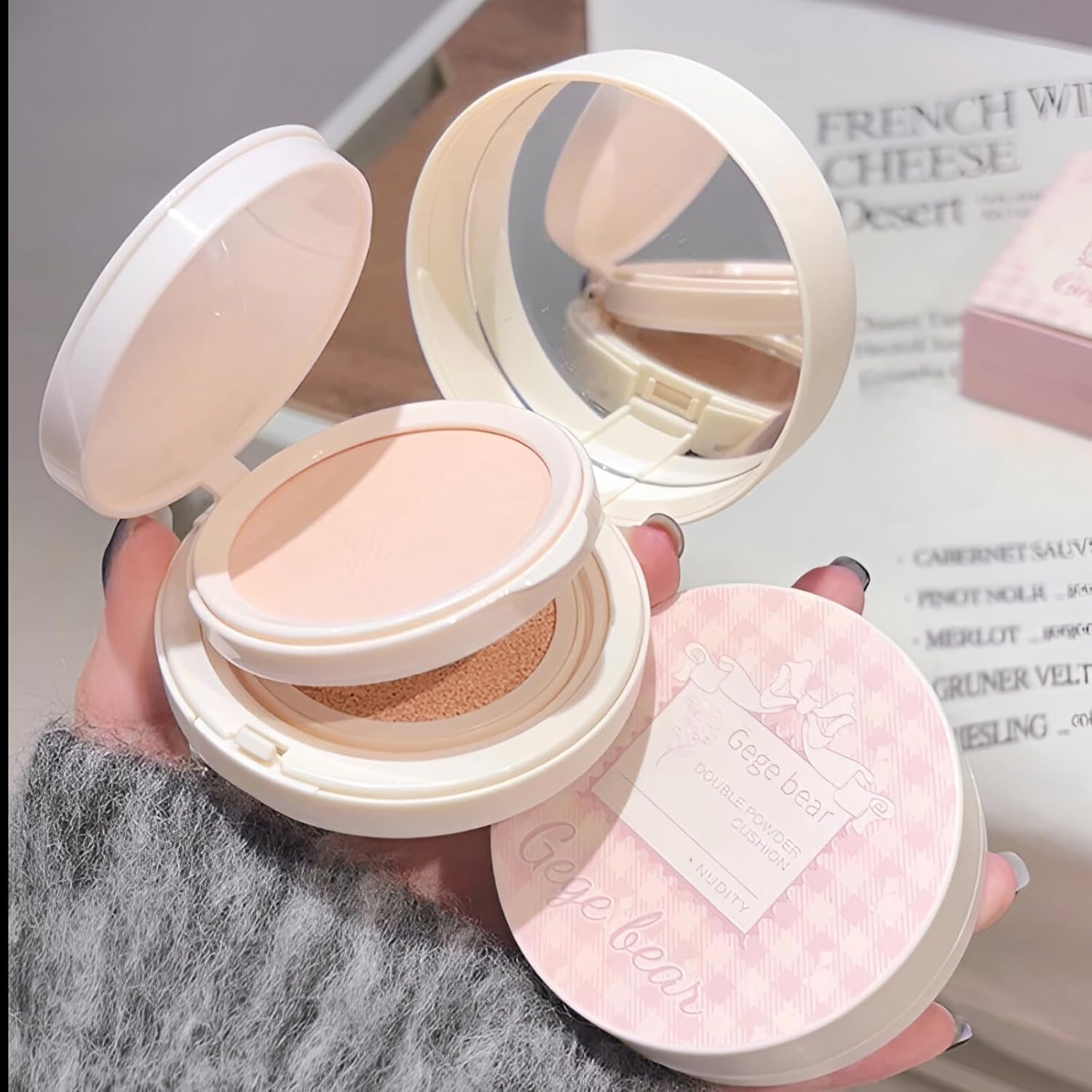 Gege Bear Double Layer Powder Air Cushion Foundation | High Coverage | 2 in 1 Foundation + Compact | Waterproof Long Lasting | Dewy Natural Glow | Super Blendable | 2 Shades Available | Superstay Setting Powder for Face Makeup | Best for Women Teens Girls (01# Ivory, 13g+8g)-picture-23