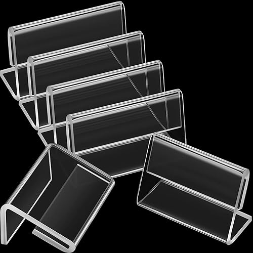 Nezyo 70 soportes de etiquetas de acrílico en forma de L, soporte para etiquetas de acrílico de precio transparente para mostrador de nombres,