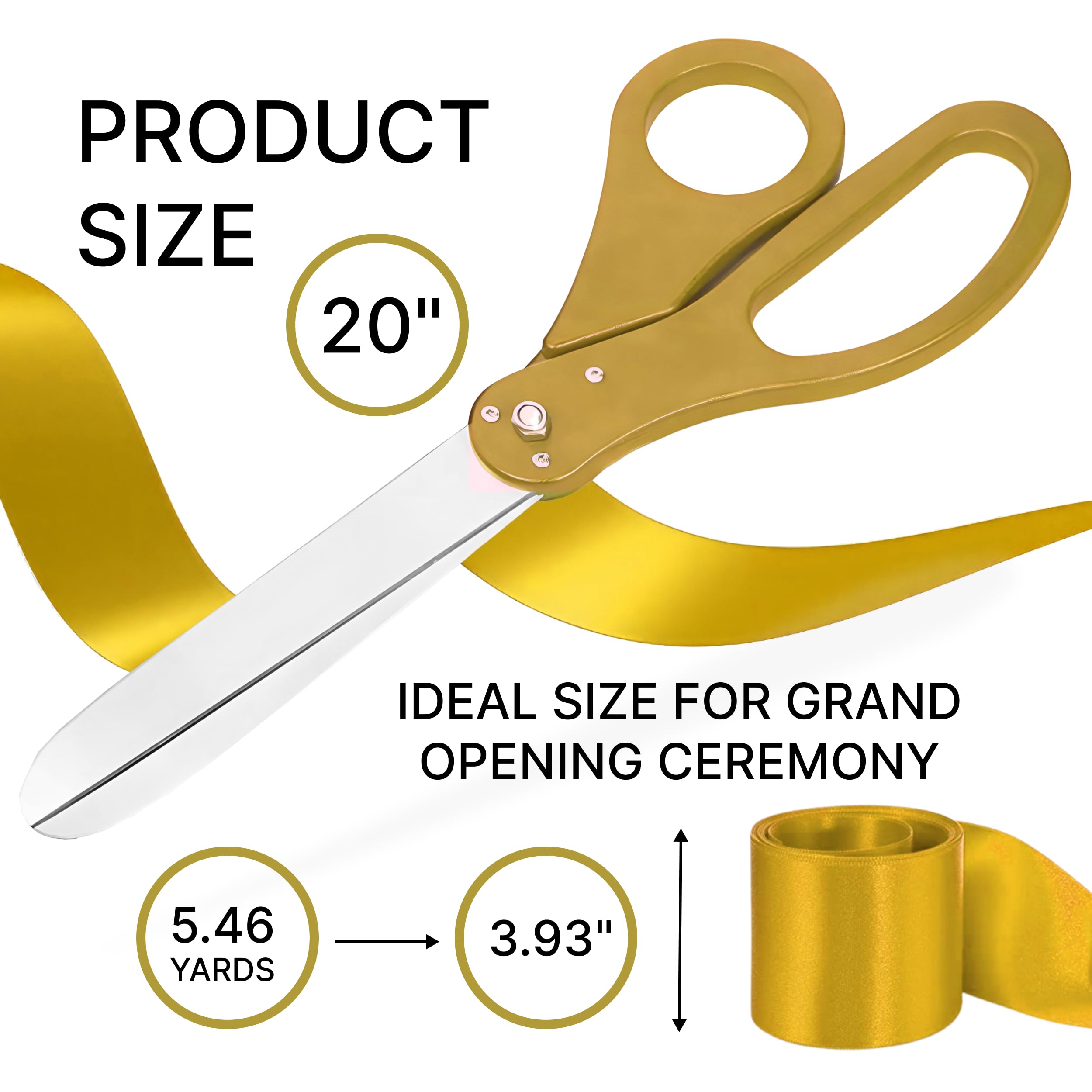 Gold Grand Opening Ceremony Kit - 50,8 cm Riesenschere Mit Band für Einweihungen und Zeremonien, Zum Schneiden von Schleifen, für Besondere Anlässe
