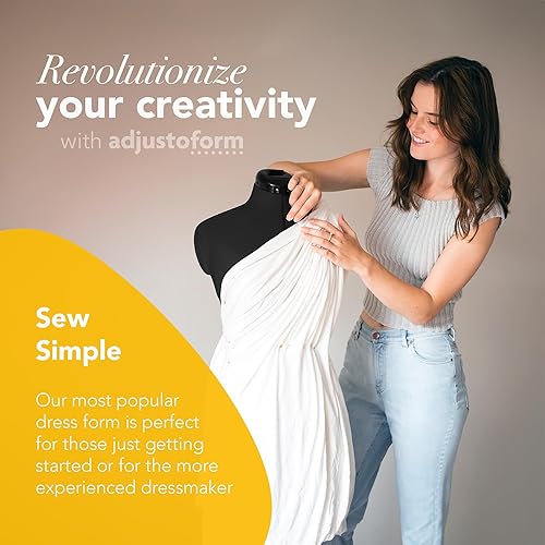 Miniatura 6 de Adjustoform Sew Simple FG307 Maniquí ajustable con forma de vestido negro M-L (talla de vestido EE. UU. 10-16) de 8 piezas para costura femenina +