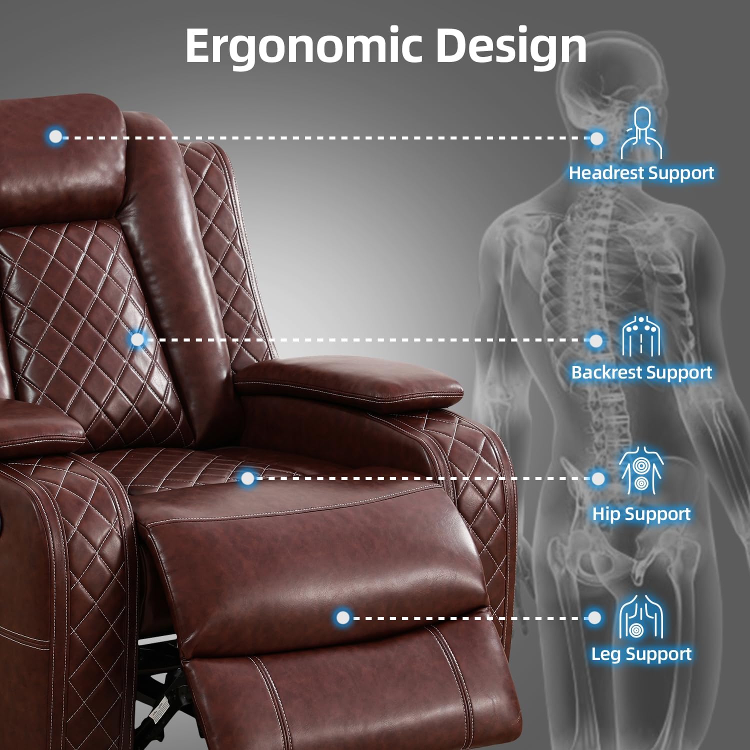 Leather Power Recliner Sectional Couch for Living Room Furniture Sets,L Shaped Sofa Set with Recliner/LED Lights/Storage Console/Drop Down Table/Cup Holders(Burgundy,Sectional+Loveseat+Chair)