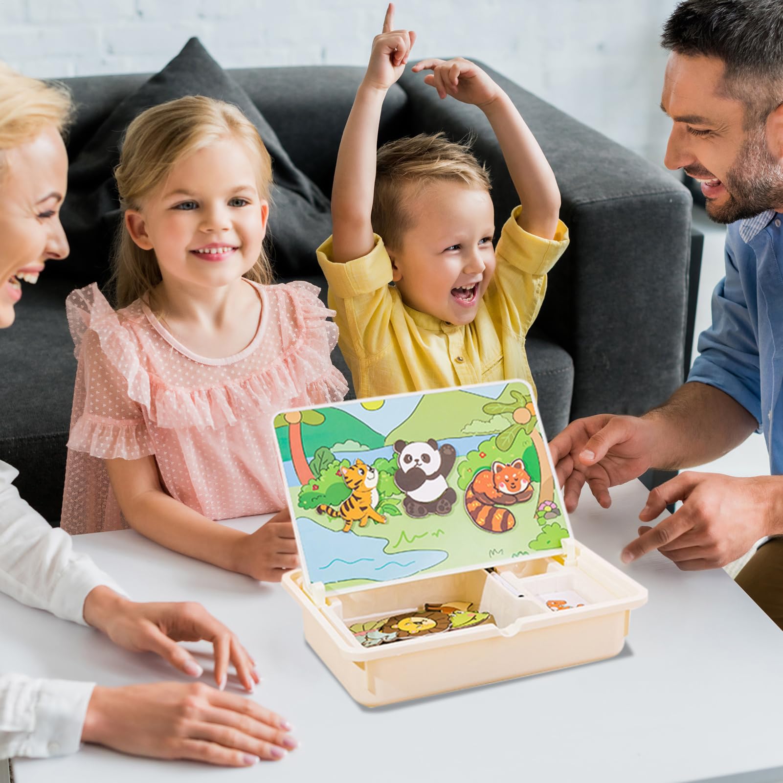 Magnetyczne Puzzle Z Pudełkiem Do Przechowywania Edukacyjna Gra Magnetyczna | Podróżne Gry Z Etui Dla Przedszkolaków Dla Dzieci W Wieku 3+ Żłobek Przedszkole