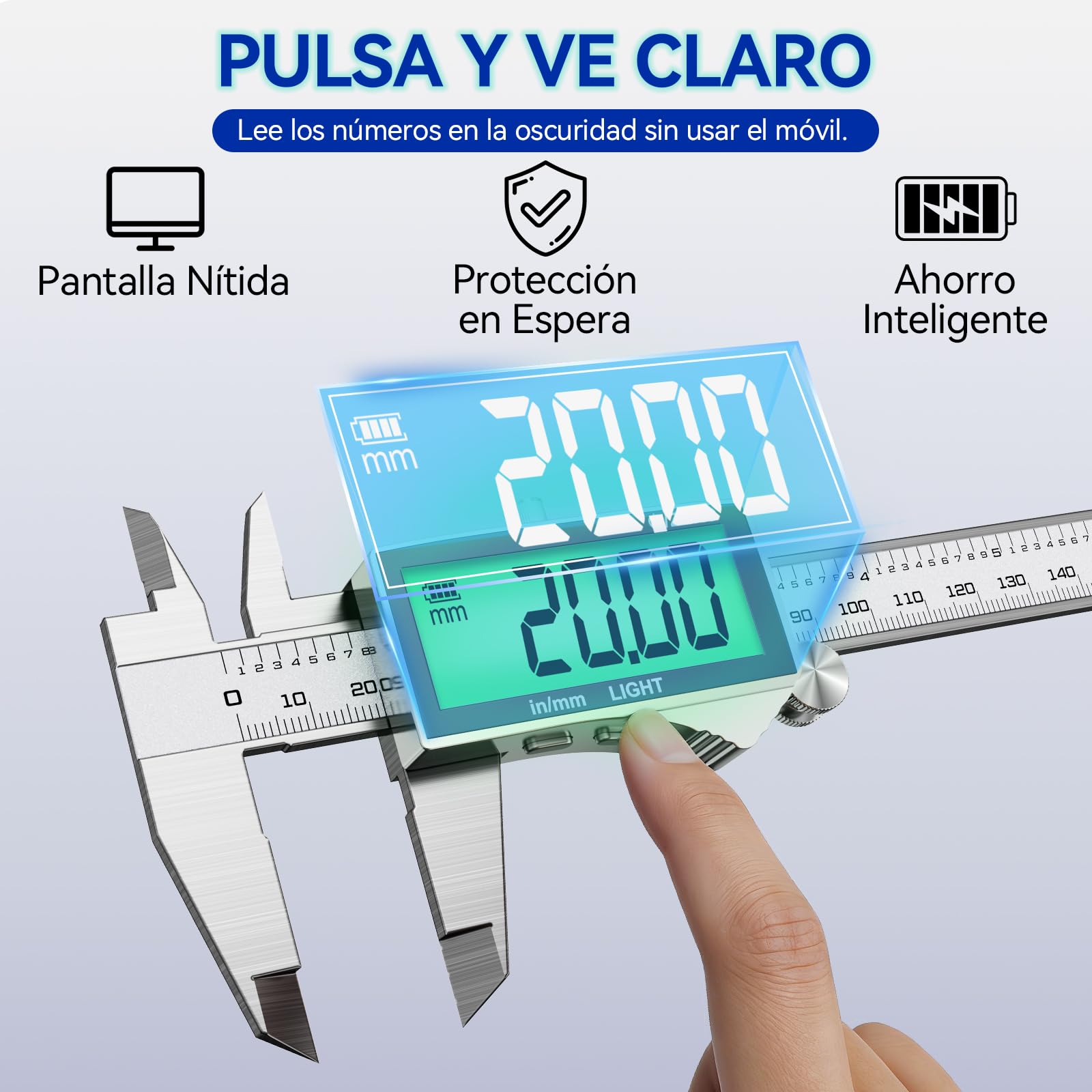 Preciva Calibre Digital 150mm Pie de Rey Acero Inoxidable Pantalla LCD Retroiluminada mm/in