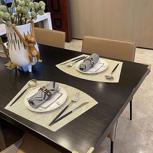 Miniatura 7 de juego de 6 manteles individuales impermeables para mesa de comedor, lavables con un paño