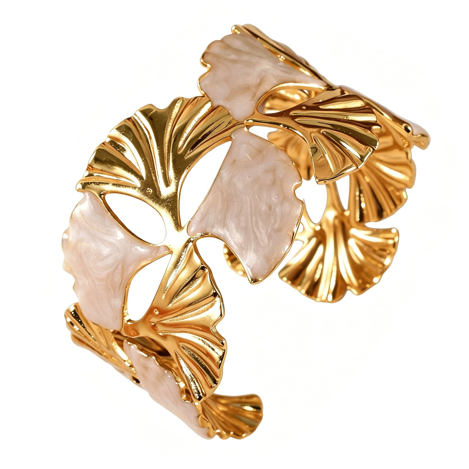 Gold Bangle for Women Open Bangle Gold Stainless Steel Cuff Bangle Thick Wide Bangle Jewelry for Women Girls