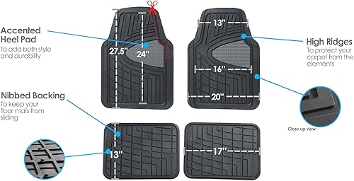 Miniatura 6 de Estera de piso de goma FH GROUP f11311 negra (resistente alto conducto, set completo negro, recortar para adaptar)., GrisNegro