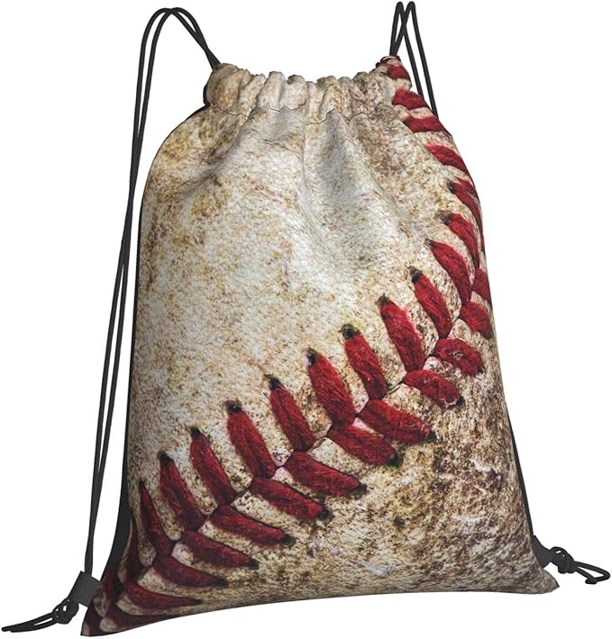 Vintage Baseball Ball Sport Sackpack Drawstring Backpack for Gym