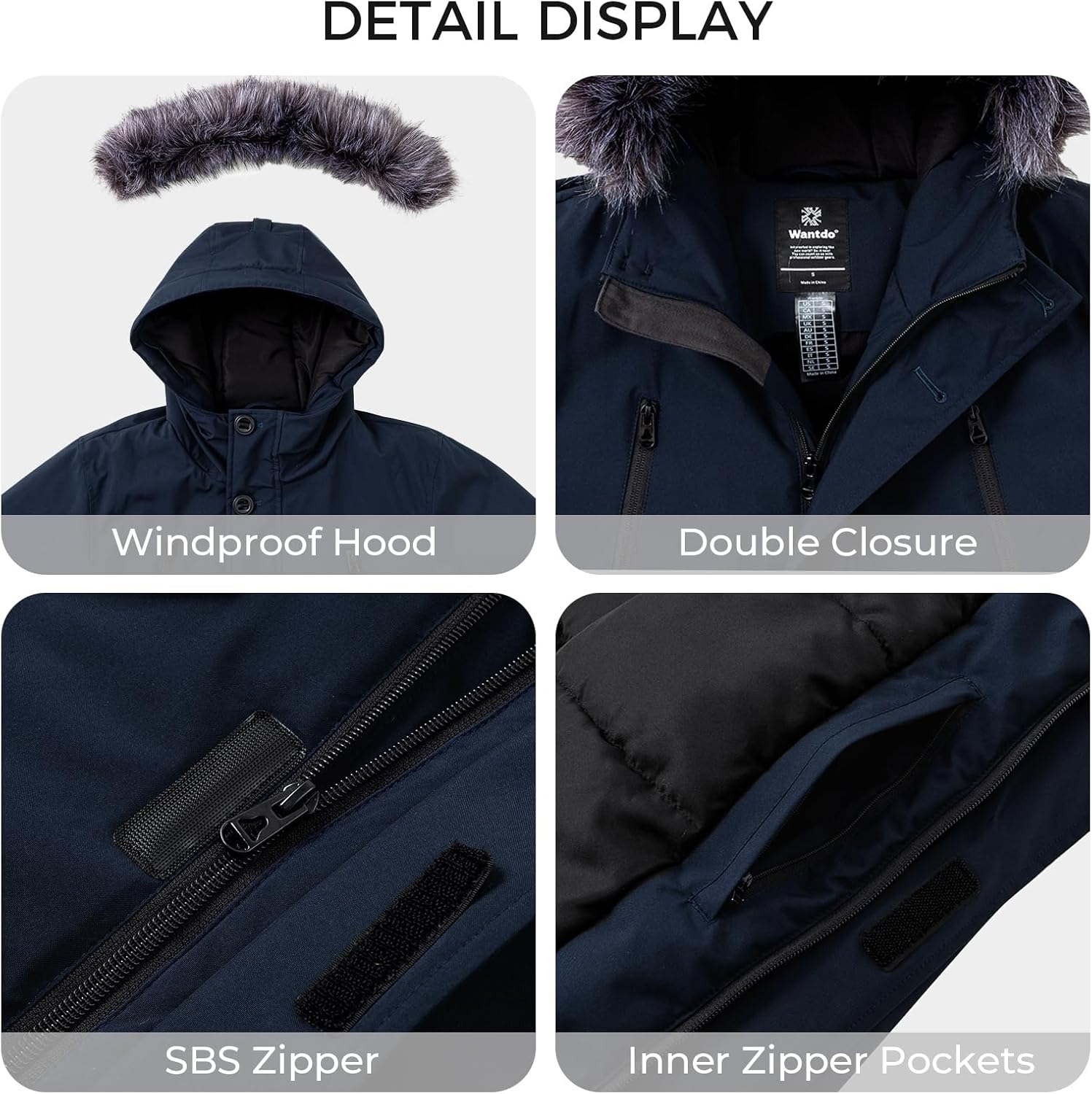 Wantdo Men's Winter Jacket Thicken Parka Coat Winter Warm Puffer Jacket with Hood - Image 6