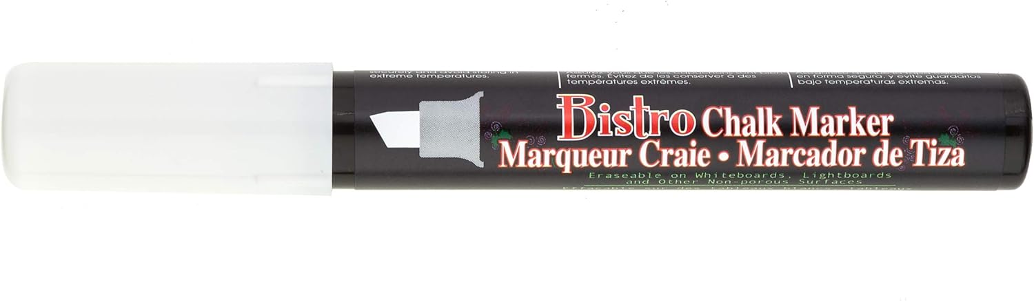 UCHIDA 483-C-0 Chisel Tip Bistro Chalk Marker, White : Sports & Outdoors