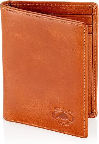 Miniatura 9 de Stealth Mode Cartera delgada con bolsillo frontal para hombre bloqueo RFID diseño delgado y minimalista cuero auténtico ventana de identificación y