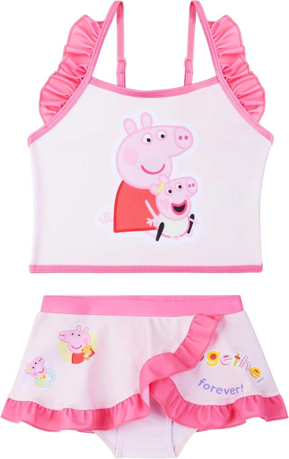 Paw Patrol | Hello Kitty | Peppa Pig Girls Swimsuit, Two Piece Bikini Top & Bottom Set, Bathing Suits with Adjustable Straps