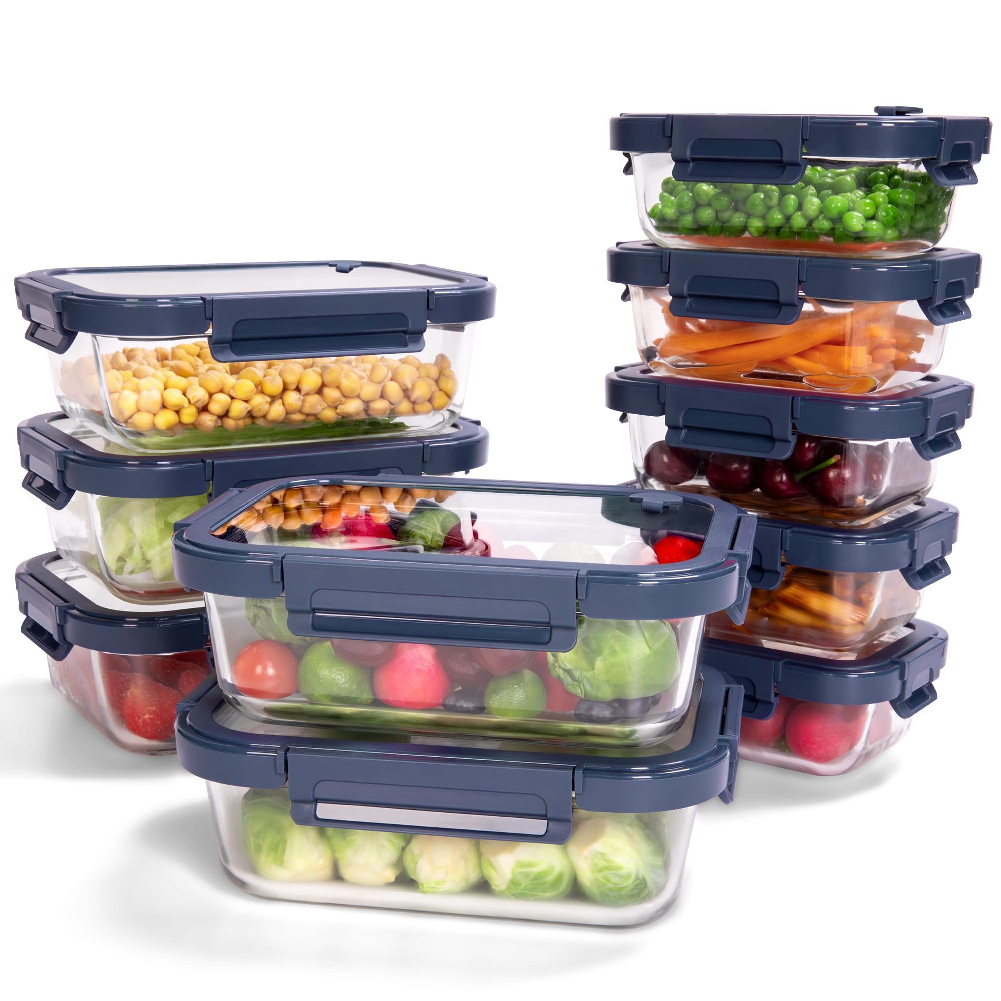 Photo 1 of **MISSING PARTS**
BOROHOUSE 10-Pack Glass Food Storage Containers with Tempered Lids – Borosilicate, Airtight, Oven-Safe (-4°F~950°F), BPA-Free, 4.4 & 1.6 Cup, Leak-Proof, Dishwasher Safe (Blue)