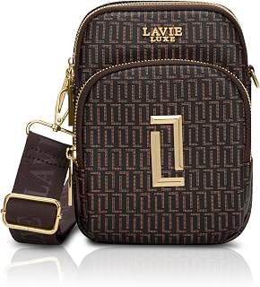 Lavie Luxe Women's Monogram Mobile26 Vertical 3-Compartment Crossbody Sling Bag | Ladies Purse Handbag | Gift for Women Price In India