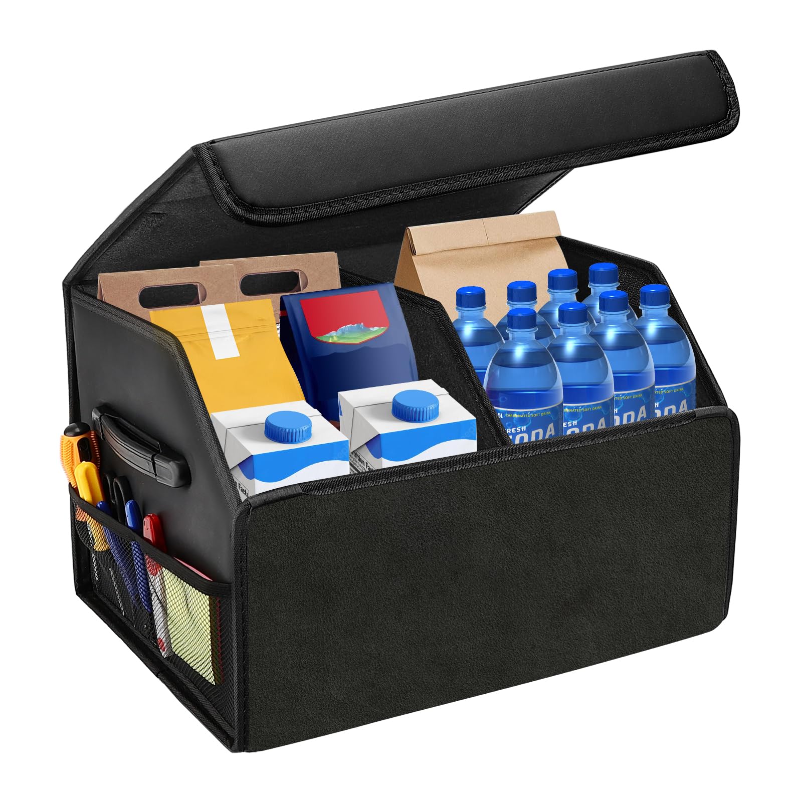 Organizzatori Borsa Organizer Bagagliaio Auto 44 * 31 * 29, E Contenitori Pieghevole，Organizer Bagagliaio Auto Grande Capacità con Coperchio Magnetico e Manico per SUV, Camion
