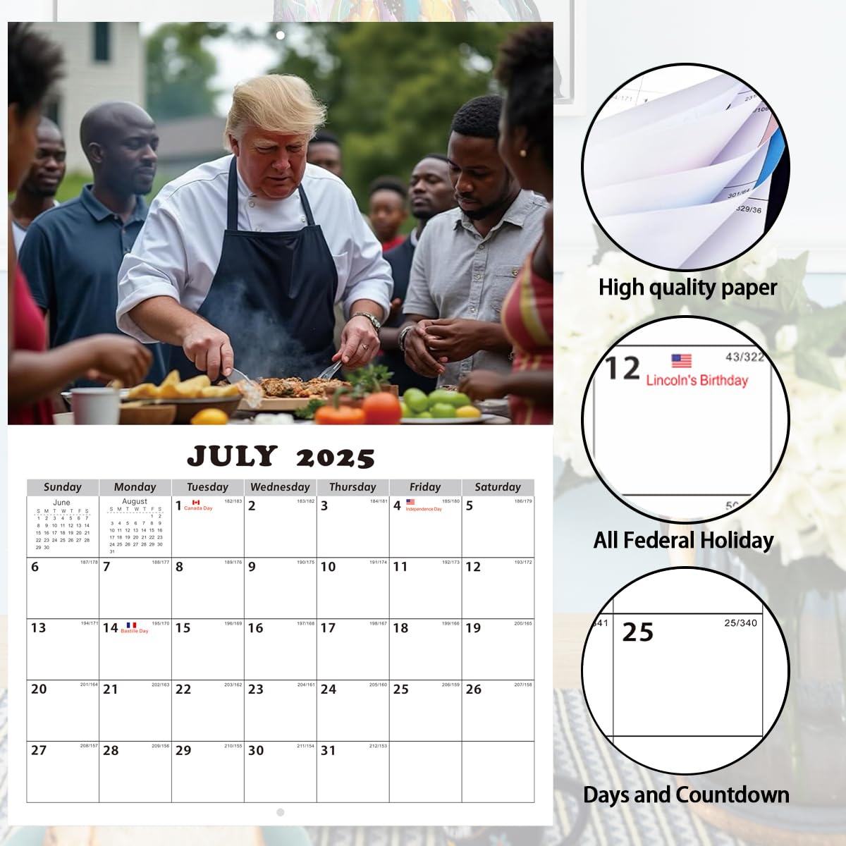 Calendario de pared 2025 de Donald Trump