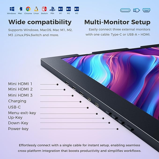 Monitor Extensor Triple 15.6 FHD IPS Portátil Plegable miniatura 4