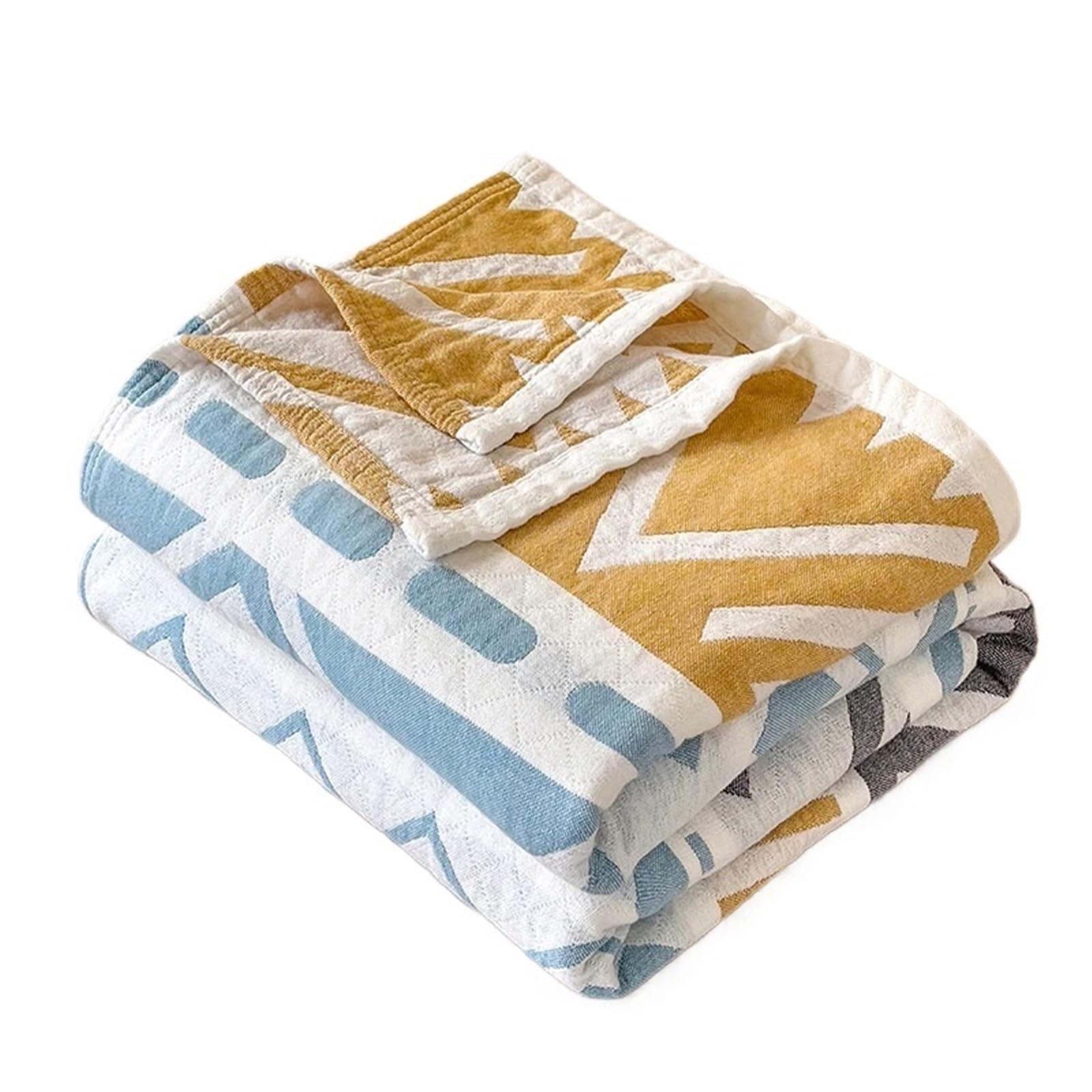 BAYNOPURIN Sofa Blanket Washed Cotton Towel Quilt - 3-Layer Gauze Thin Summer Cooling Blanket for Office Nap Sofa Throw