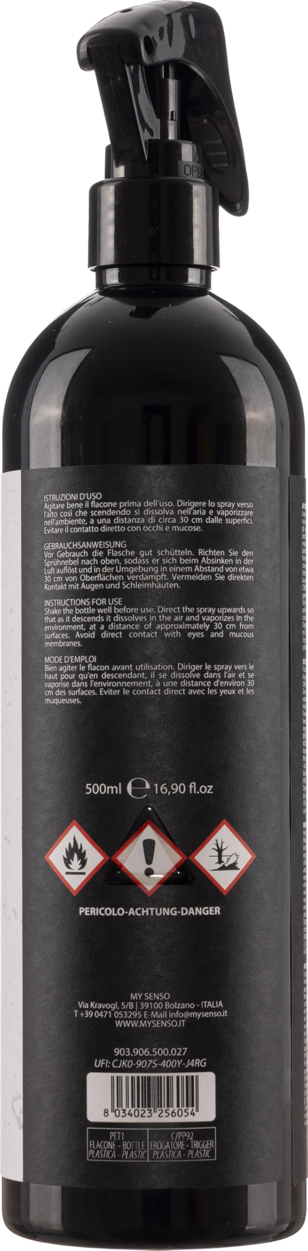 MySenso - N°27 Orange - Ambient Spray - świeży zapach do domu - owocowy, cytrusowy, świeży. Praktyczna butelka z regulowaną nakładką natryskową - Made in Italy