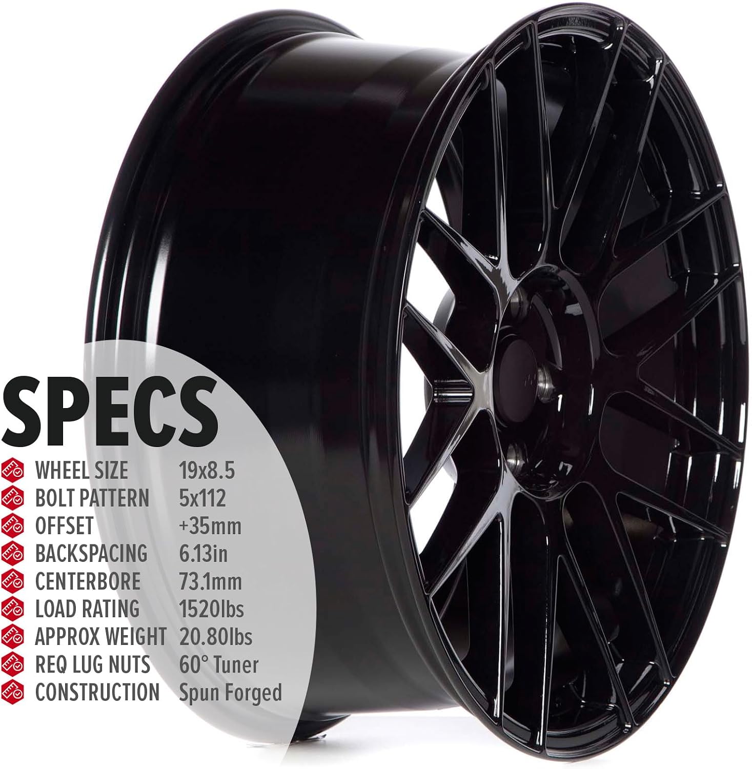 Circuit Performance CSF11 19x8.5" Gloss Black 5x112 [+35mm] Wheel Compatible with Audi, VW, Mercedes, BMW