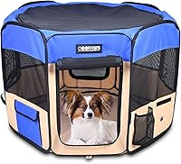 Vista 20 de JESPET 61" Parque de juegos para perros, corral portátil para perros con funda blanda para ejercicio, con bolsa de transporte para cachorros, gatos
