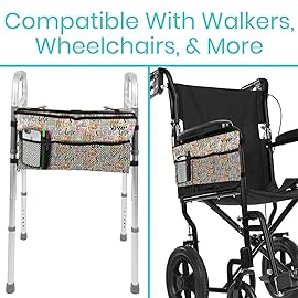 Vive Walker Bag - Accessories Wheelchair Basket Pouch (Water Resistant) - Seniors Caddy Accessory Attachment for Folding, Rolling Walkers - Carry Storage Carrier Tote - Lightweight, Universal Size