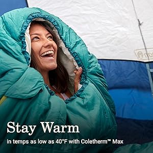 Coleman Big Bay 0/20/40F Cold-Weather Sleeping Bag, Adult Mummy Sleeping Bag with Headrest, Foot Ventilation, & Storage Sack, Big & Tall Options