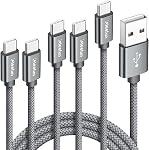 CLEEFUN USB A to USB C Cable 3ft, 5-Pack Fast Charging Type C Charger Cord | For iPhone 17 Series, for Samsung Galaxy, car charger, power bank, etc