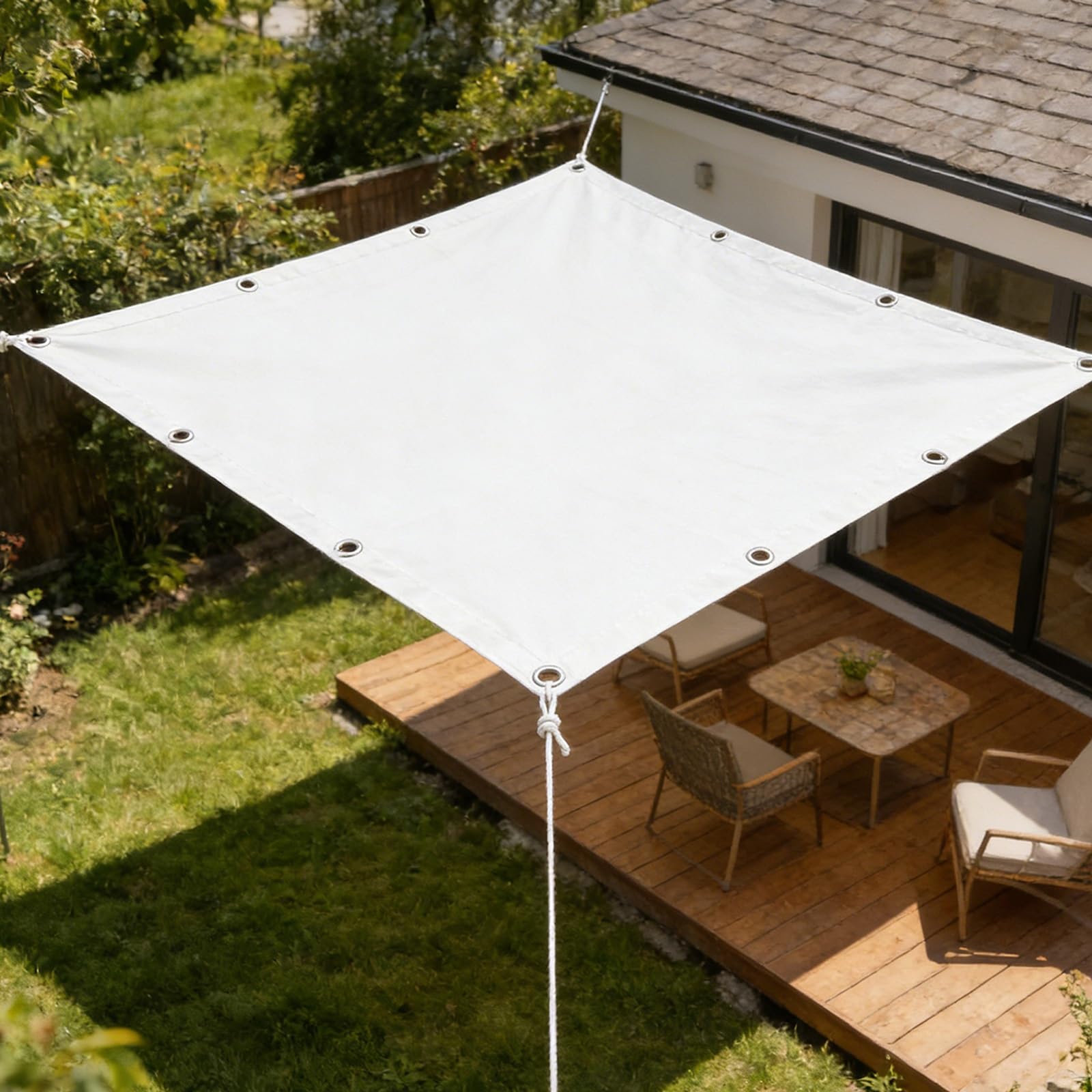 Żagiel Przeciwsłoneczny 1.8 x 4 m Odporna Na Warunki Atmosferyczne, Trwała, Z Filtrem Uv, Prostokątna, Wodoodporna Żagiel Przeciwsłoneczny Na Kemping, Do Altany, Biały