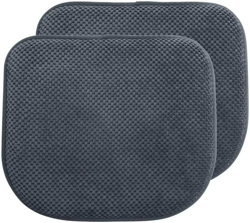 Grey Foam Seat Cushions Kitchen Chairs Pads for Dining Chairs 2 Pack Non Slip Patio Seat Cushions Washable U Shaped Soft Thick Large Metal Wooden Chair Cushions,17" x 15"