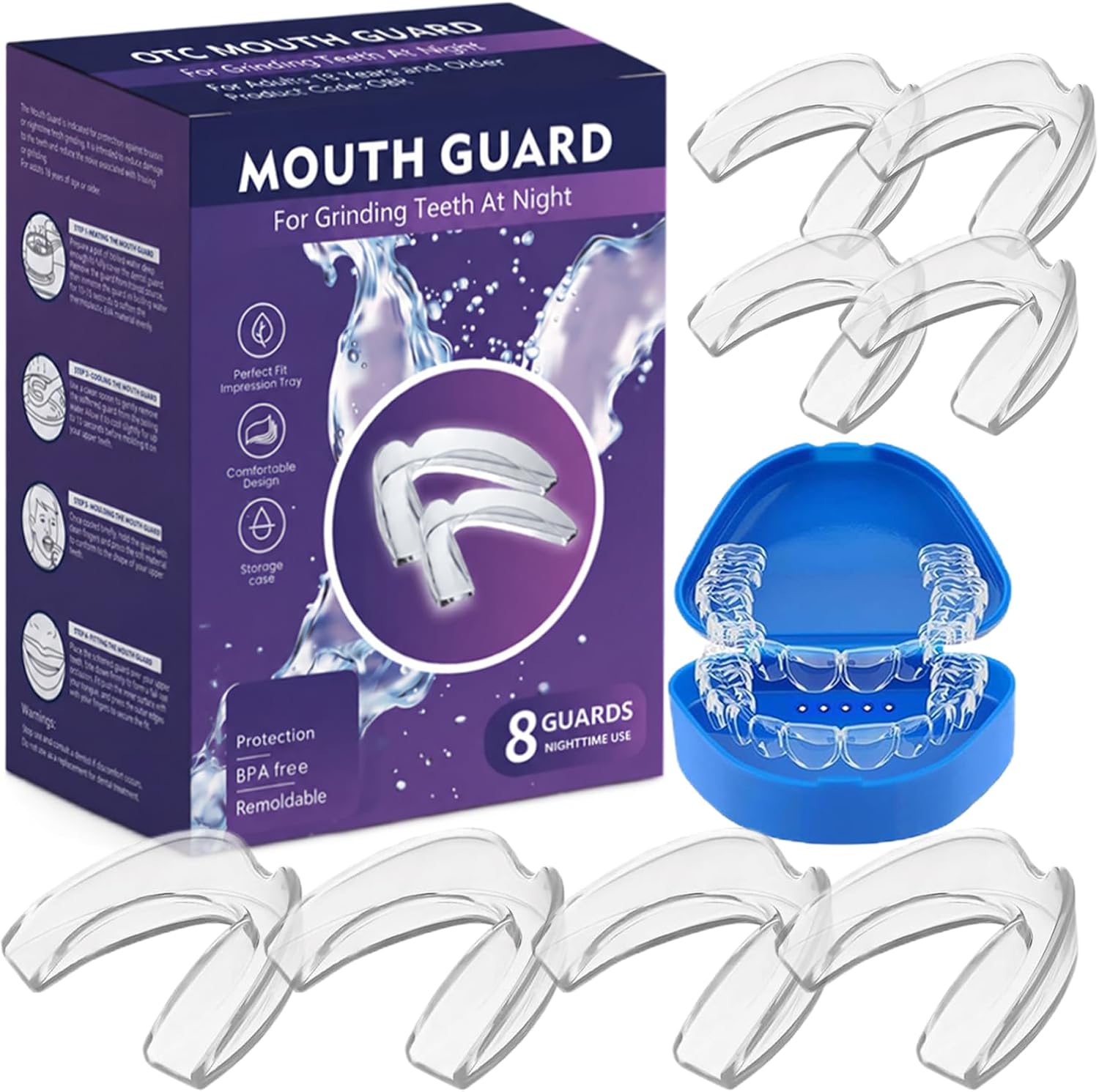 Mouth Guard for Grinding Teeth At Night,8 Pack Mouth Guard for Sleeping