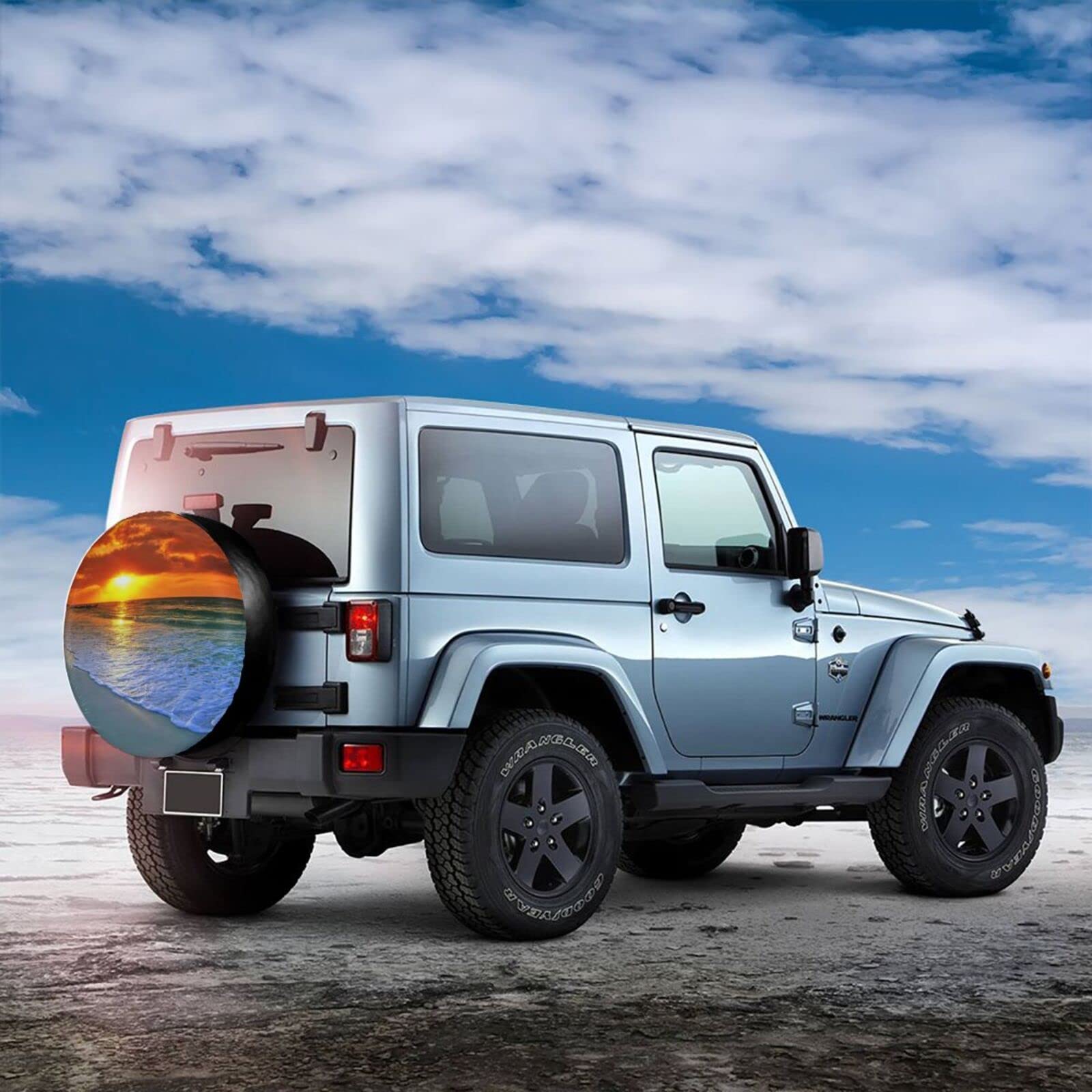Beach Sunset Spare Tire Cover - Weatherproof, UV Protected Wheel Protector For Trailer, RV, SUV, Truck, Camper - Universal Fit Up To 34 Inches
