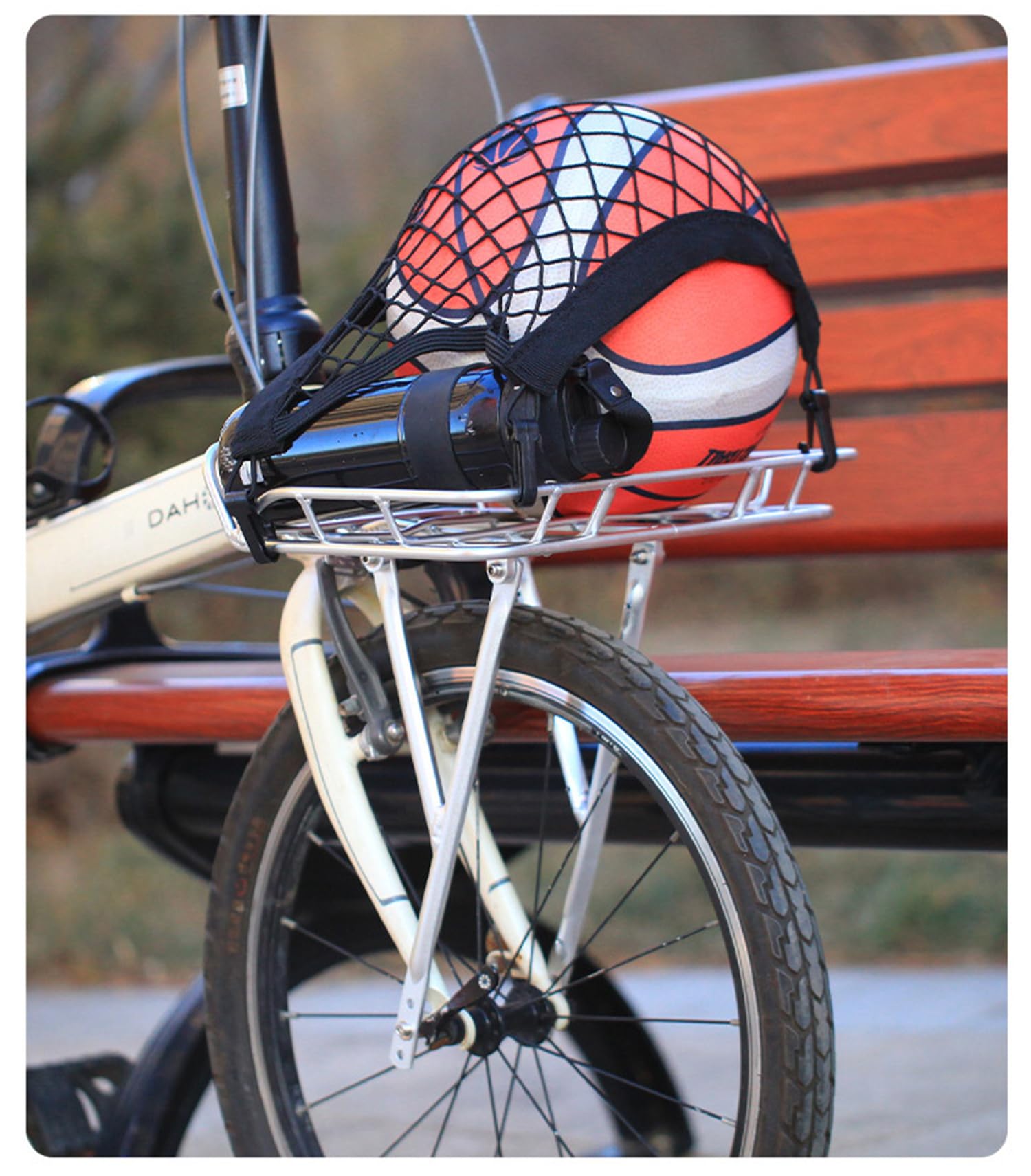 Portapacchi Anteriore per Bici Pieghevole 20 Pollici - Cestino Cargo Ultra Leggero 700g in Lega di Alluminio con Dadi di Blocco, Portatore Integrato per Biciclette compatte