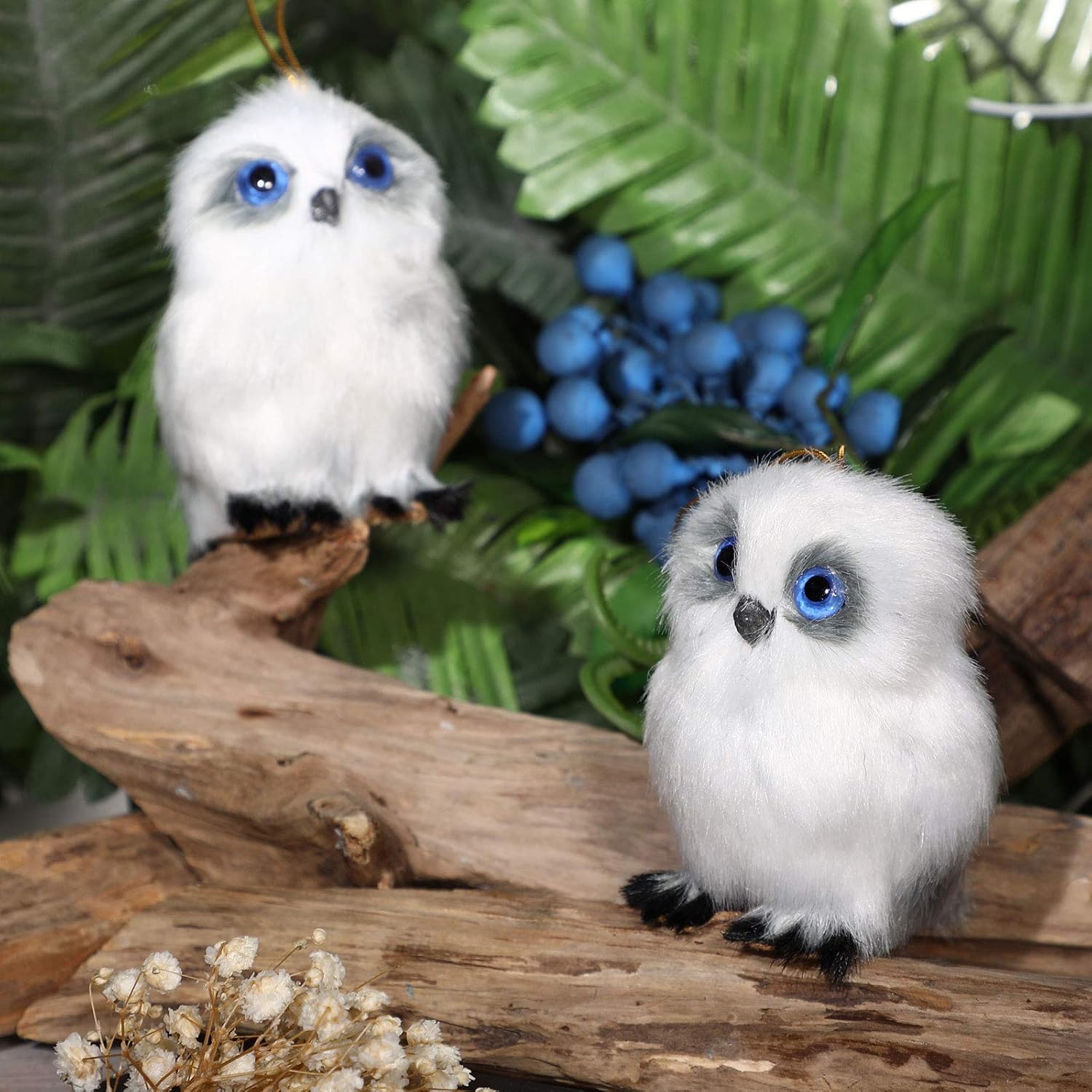 Skylety 6 Pcs Mini Stuffed Owl Plush Toy 3.2 Inch White Soft Plush Owl Animal Hanging Ornament DIY Keychain for Birthday Party Presents - Image 4