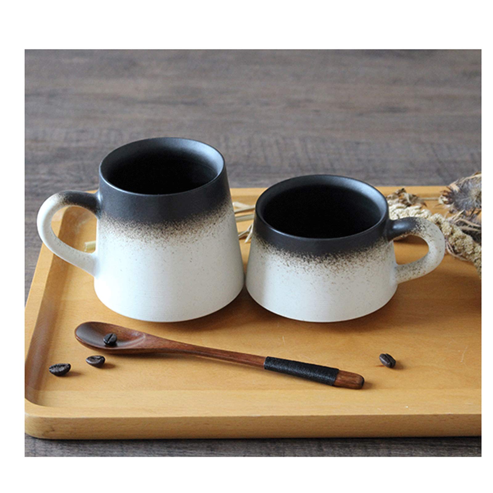 Tasse Becher Retro Keramik Teetasse Persönlichkeit Gefrorene Paar Kaffeetasse Büro Einfache Kreative Becher mit Deckel Löffel Hochtemperatur Trinkbecher Kaffeetassen (Color : C)