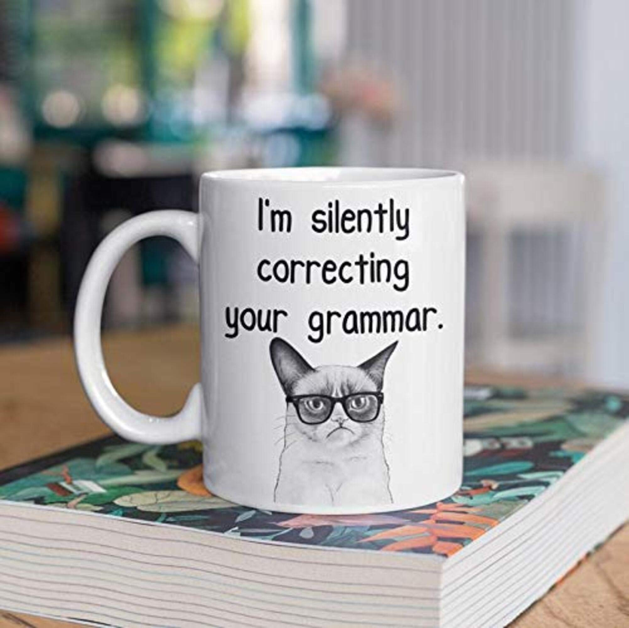 KALIDHAR Im Silently Correcting Your Grammar Mug Sarcastic Mug English Teacher Mug Funny Grammar Mug GrammarFunny Teacher Mug ECQKT8