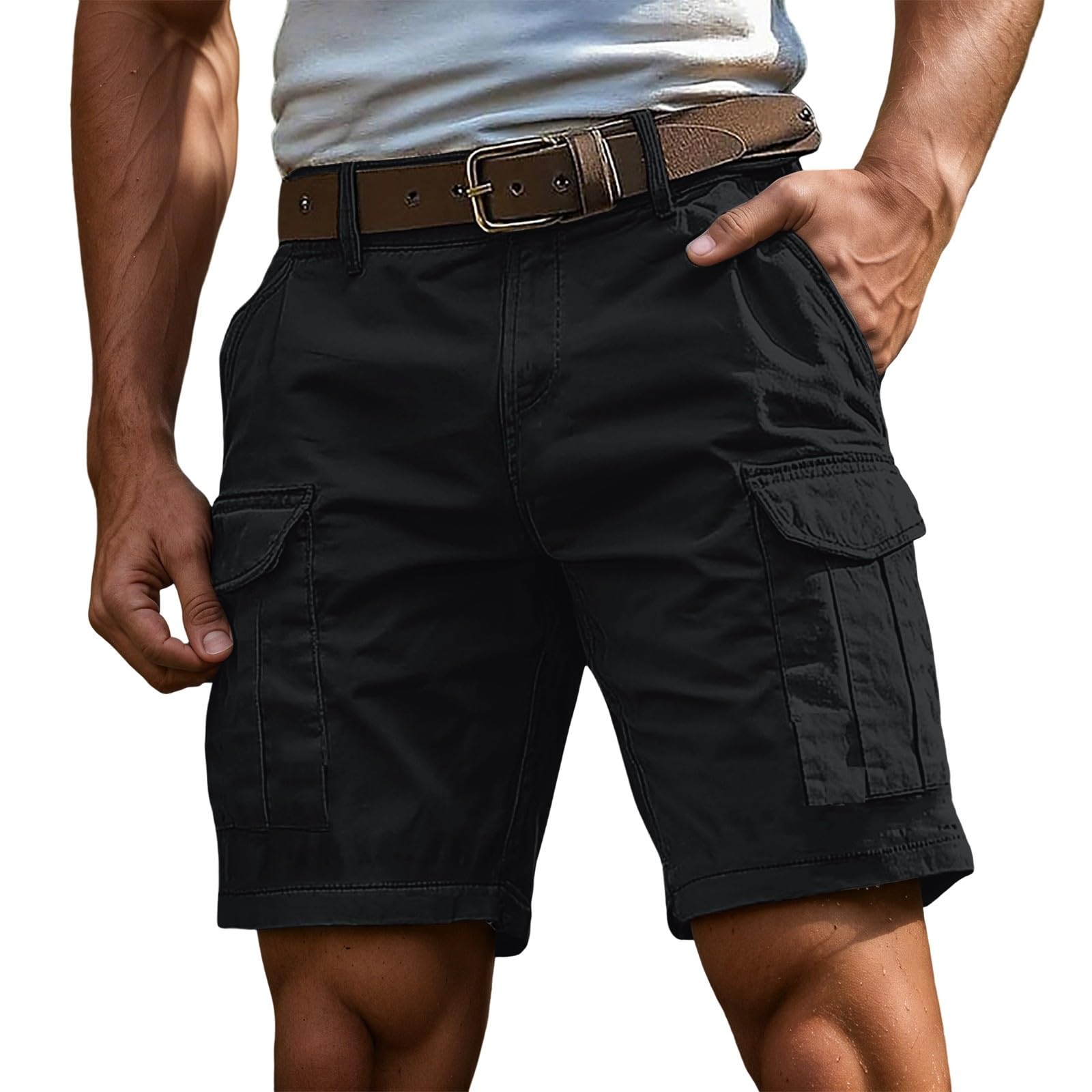 Shorts de Trabajo Hombre Cargo Verano Tallas Grandes Holgados Transpirables Cómodos