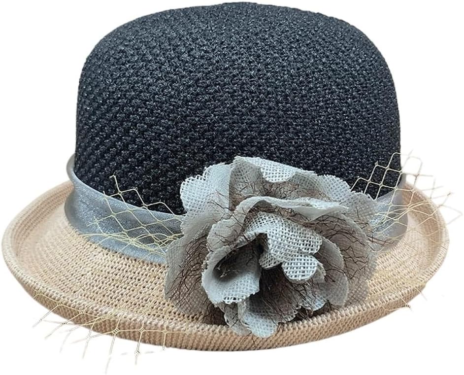 Flowers Rolled Edge Small Top Hat Ladies British Patchwork Sunscreen Breathable Cool Visor