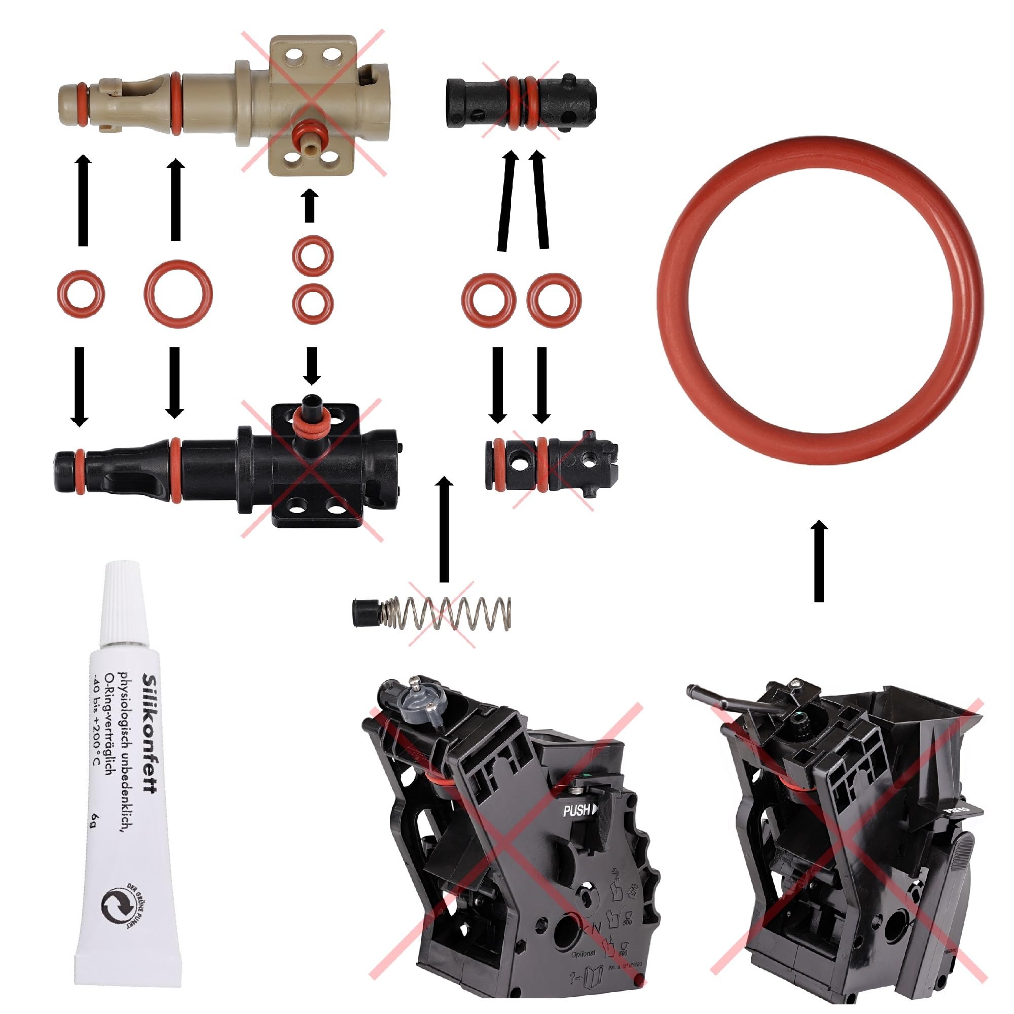 Seal Maintenance Kit O-Ring Compatible with Phillips Saeco Spidem Gaggia RI EP HD SM SUP to Coffee Machines Outlet Valve Brewing Piston Brewing Group Set-49 + 6g Tube Silicone Grease