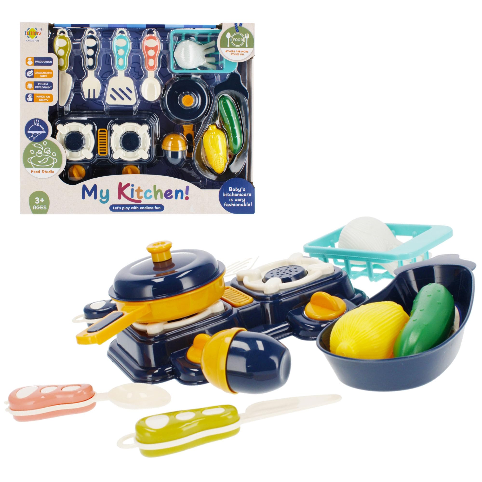 VersaMarts My Kitchen Food & Cookware Playset - For Ages 3+, Develops Cooking Skills, Ideal Gift