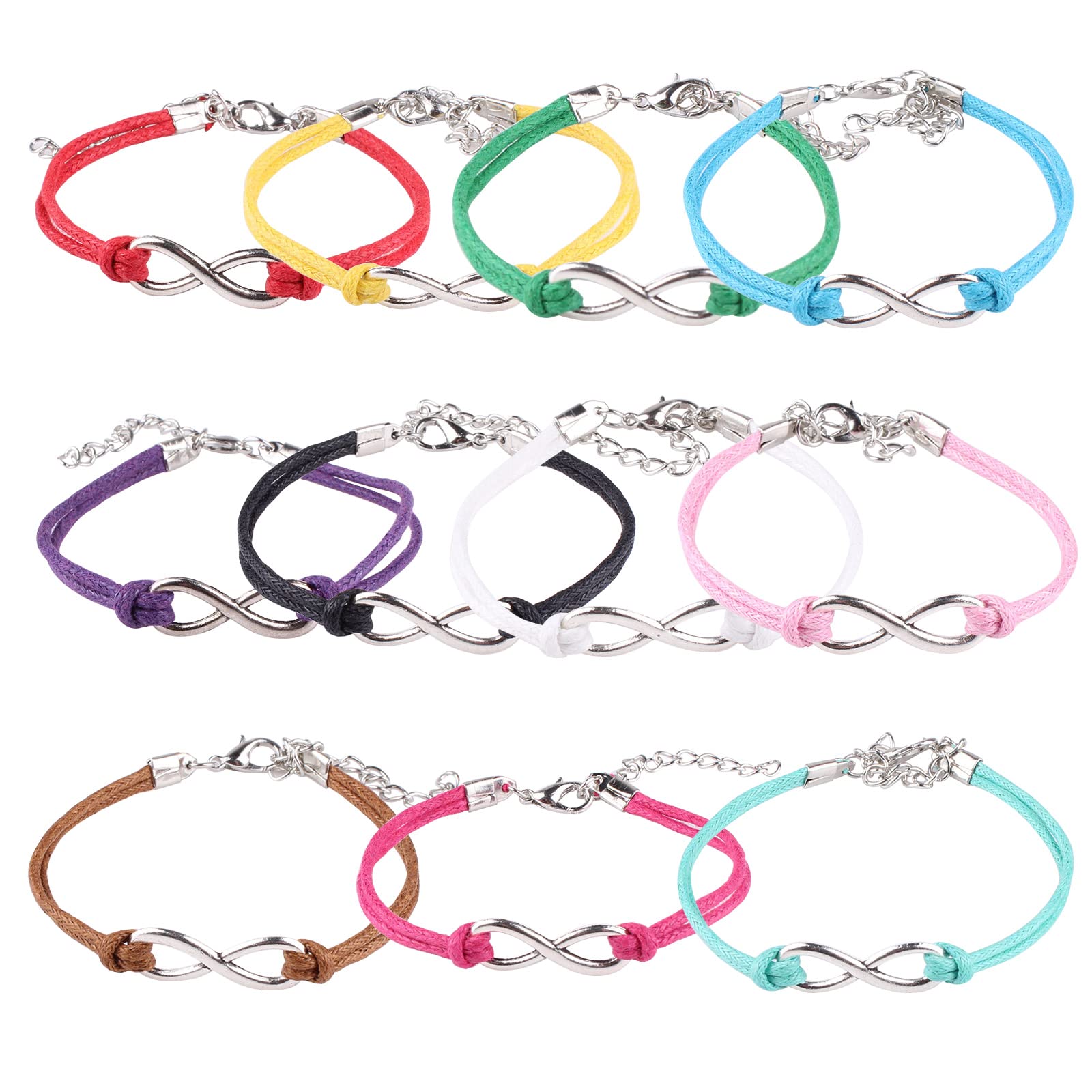 Set De 12 Pulseras De La Amistad Con Símbolo Infinito – Ajustables Y Coloridas Para Mujer Y Niña