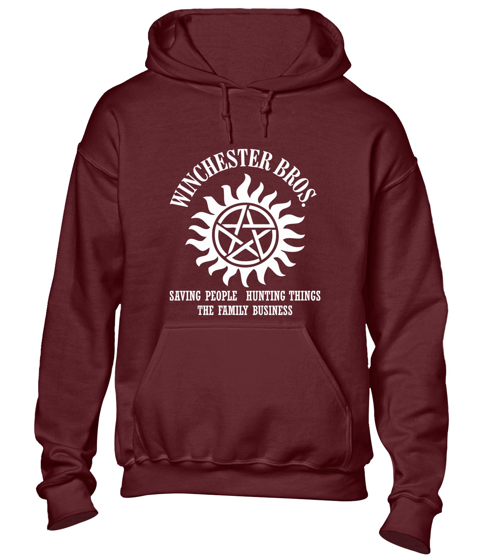Crown Designs Men's Maroon Winchester Brothers Horror Teen Fiction Tv Show Inspired Gift Unisex Hoodies For Wo & Teenagers - /Large