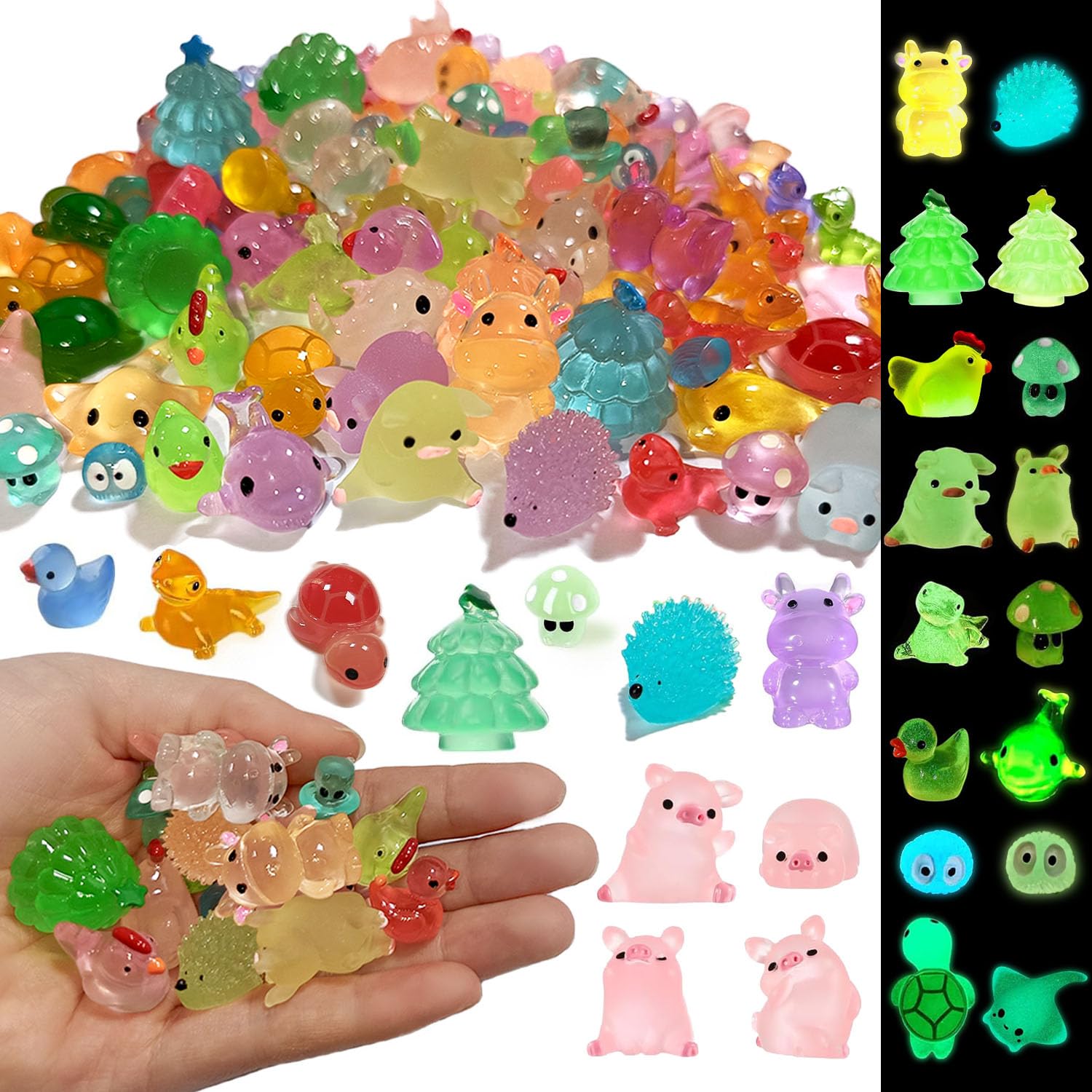 OrgMemory 120 PCS Mini Luminous Resin Animals, 12 Styles, Small Plastic Animal Figures - Image 2