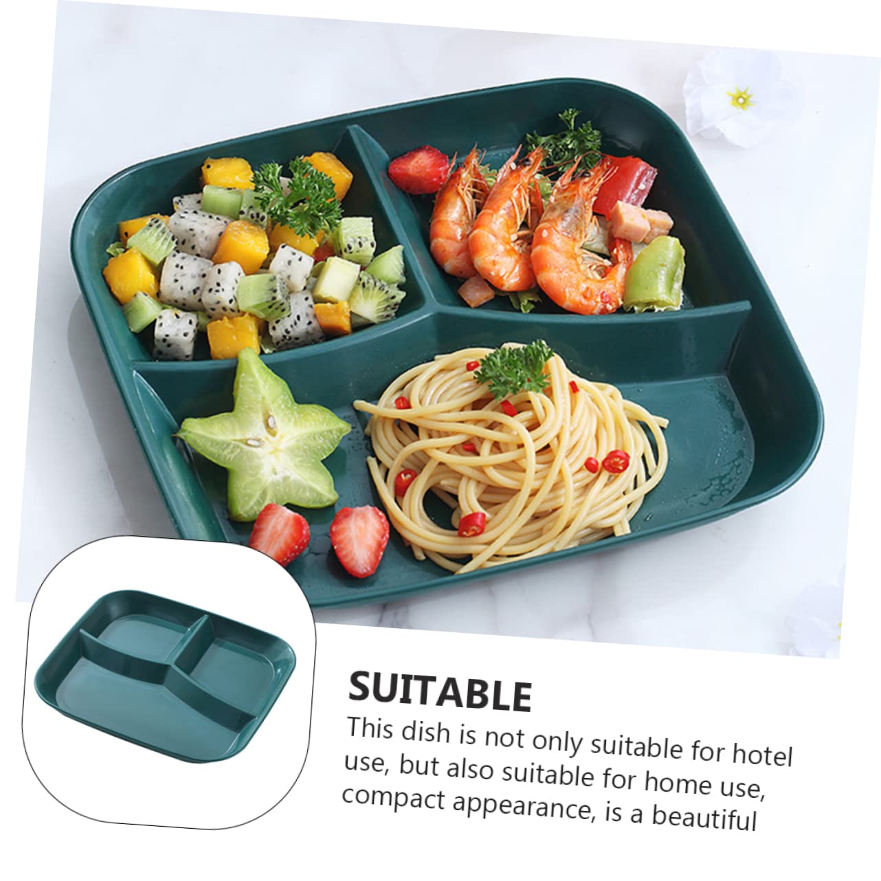 GRIRIW Divided Plastic Breakfast Plate Three Grid Portion Control Dish for Balanced Nutrition Food Storage Tray for Home Use and Gifting